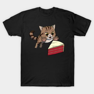 Siberian Cat excited to eat Red Velvet Cake T-Shirt